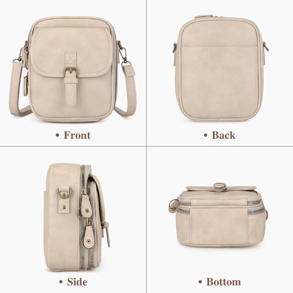 Apricot Grey Vegan Leather Crossbody Bag with RFID Wallet, Compact & Stylish for - Picture 8 of 8